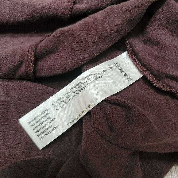 Eileen Fisher Top Womens Small Brown Long Sleeve Stretch V Neck Shirt - Picture 5 of 7